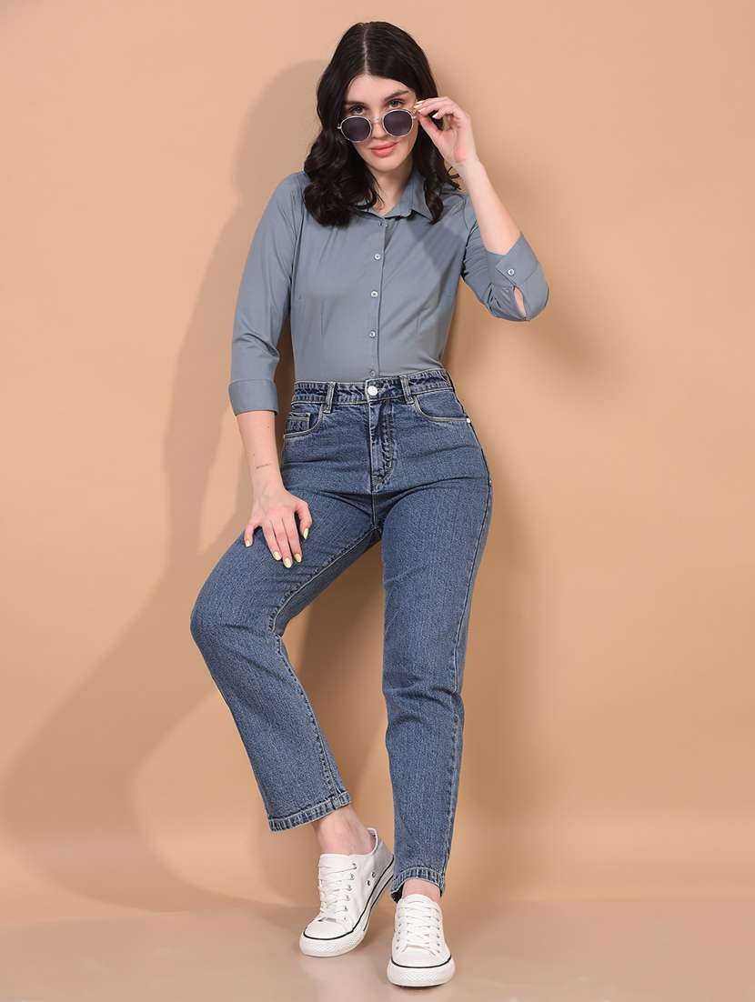 women solid collared regular shirt - 21934778 - Standard Image - 5