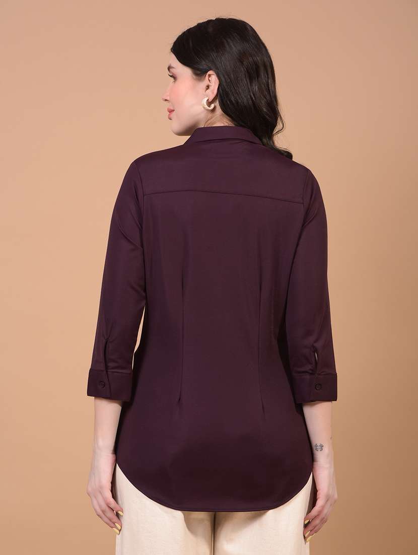 women solid collared regular shirt - 21934780 - Standard Image - 3