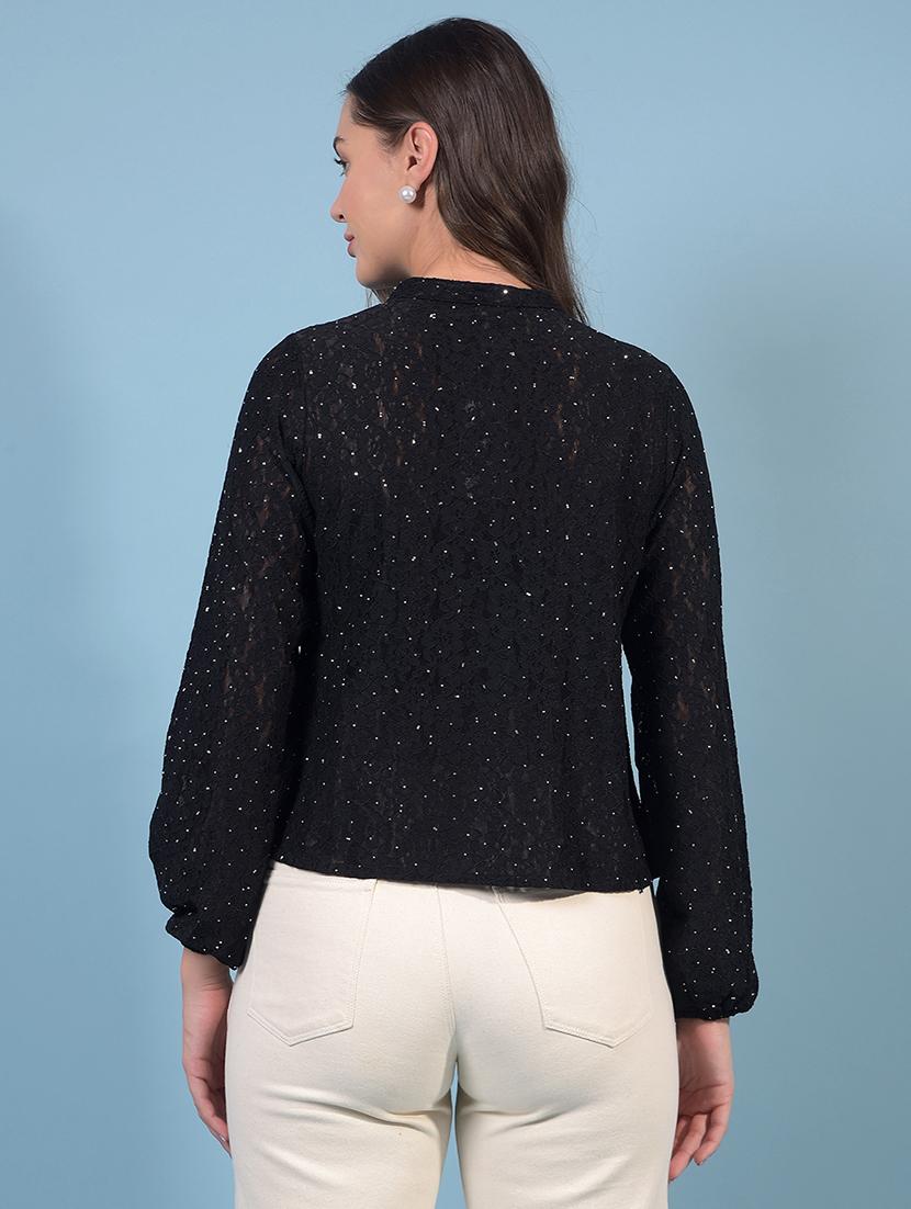 black nylon crop shirt - 21934789 - Standard Image - 3