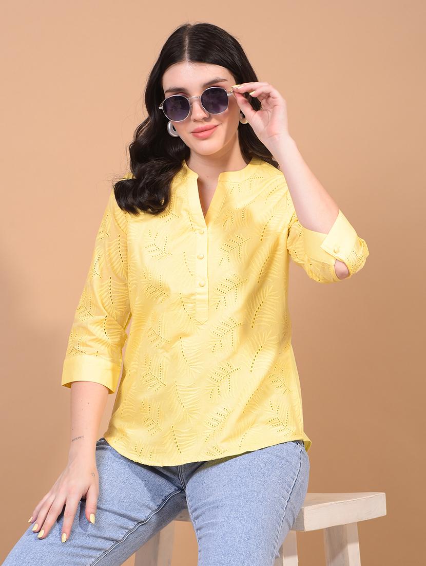 women embroidered mandarin neck regular top - 21934813 - Zoom Image - 0
