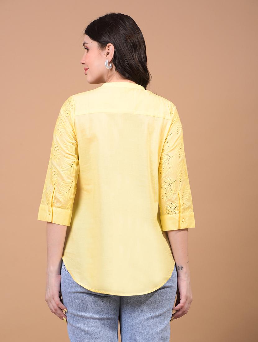 women embroidered mandarin neck regular top - 21934813 - Standard Image - 3