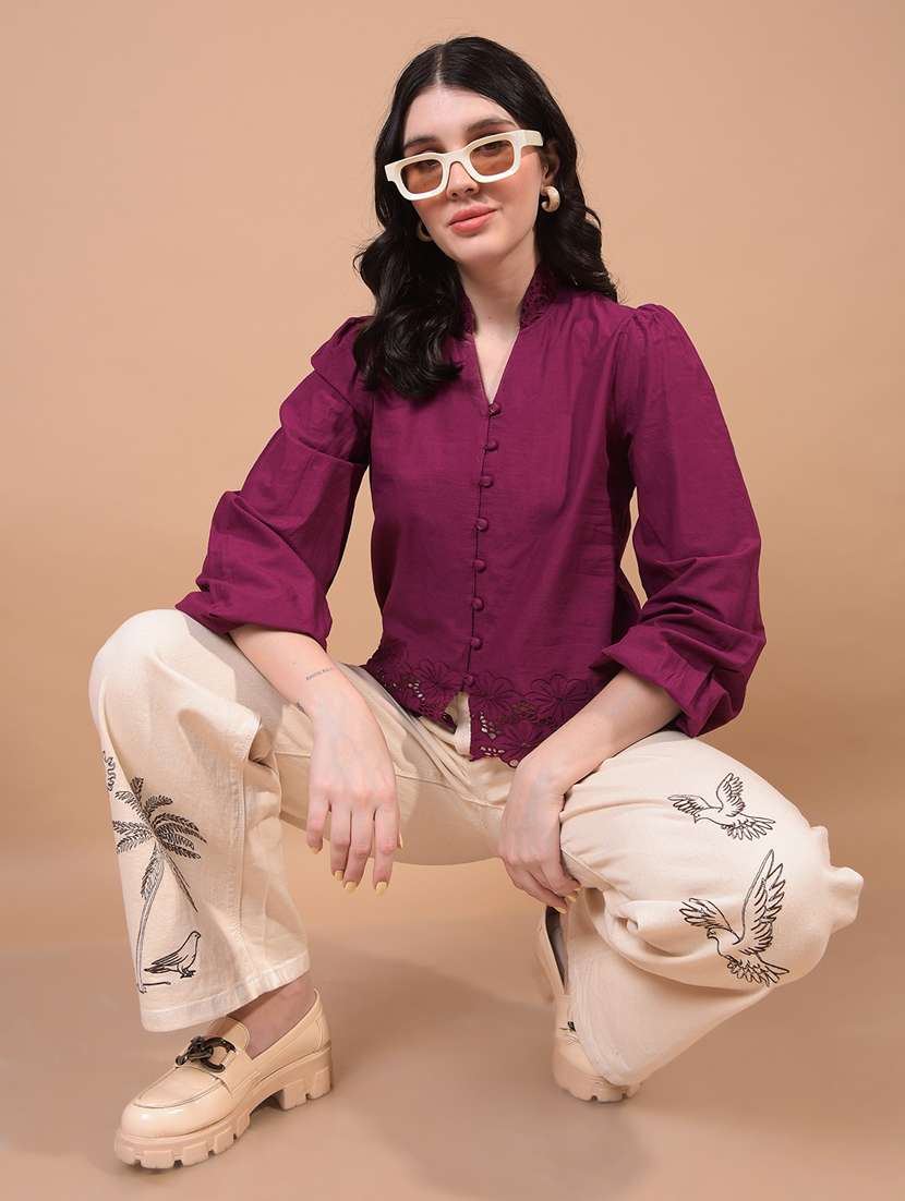 women lace detailed puff sleeve regular top - 21934824 -  Standard Image - 5