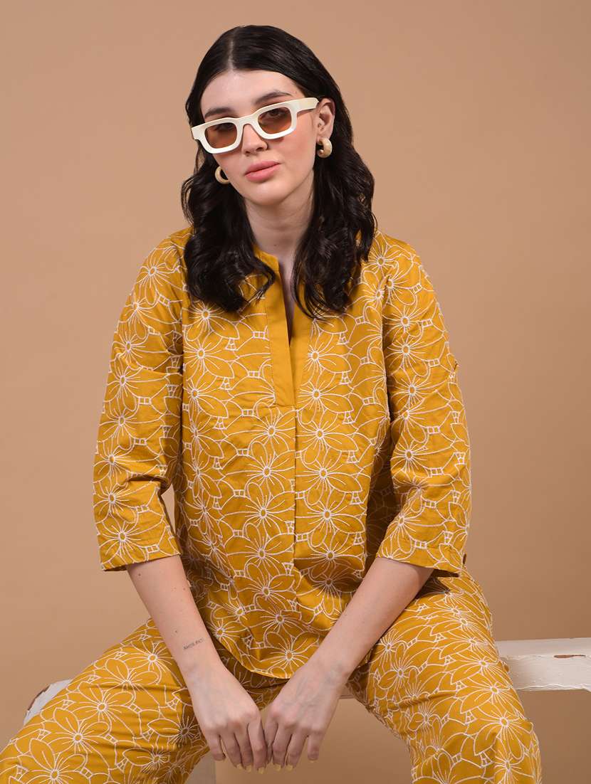 women embroidered three quarter sleeve regular top