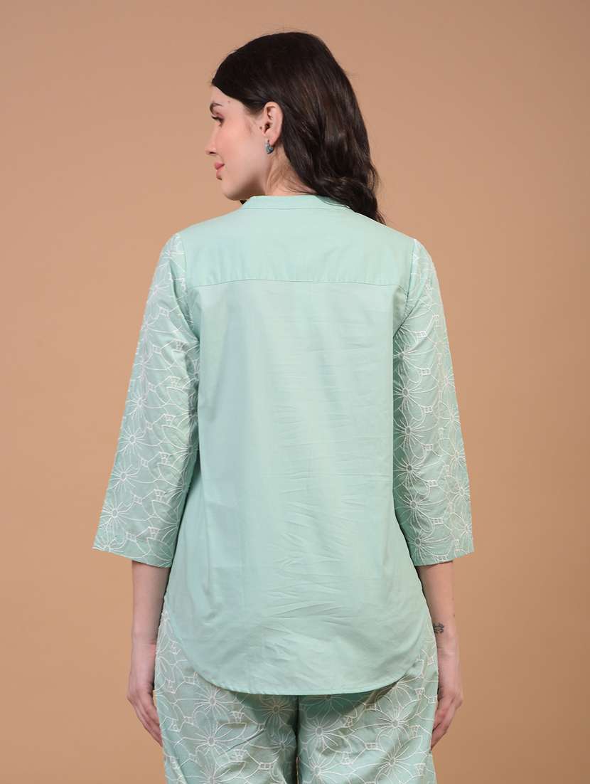 women embroidered three quarter sleeve regular top - 21934830 -  Standard Image - 3