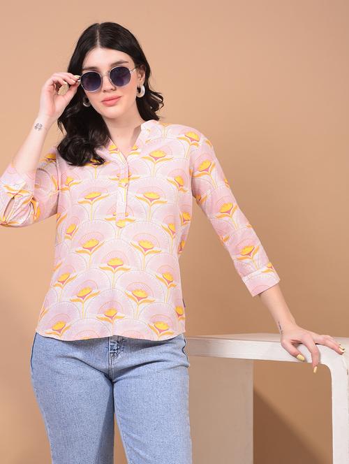 women printed three quarter sleeve regular top - 21934831 - Standard Image - 0