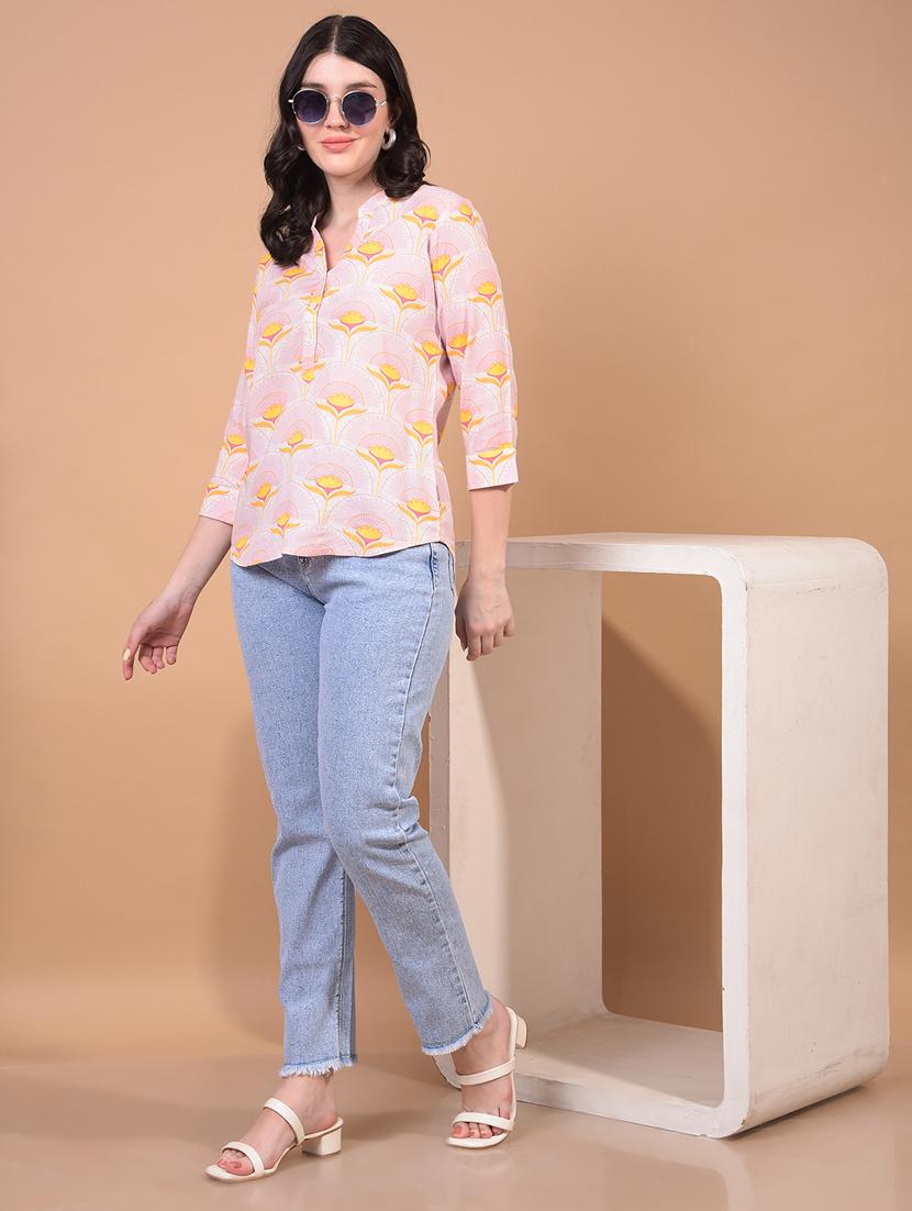 women printed three quarter sleeve regular top - 21934831 - Standard Image - 5
