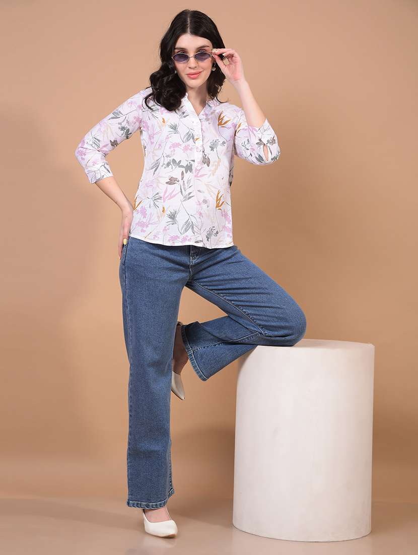 women floral print three quarter sleeve top - 21934833 -  Standard Image - 5