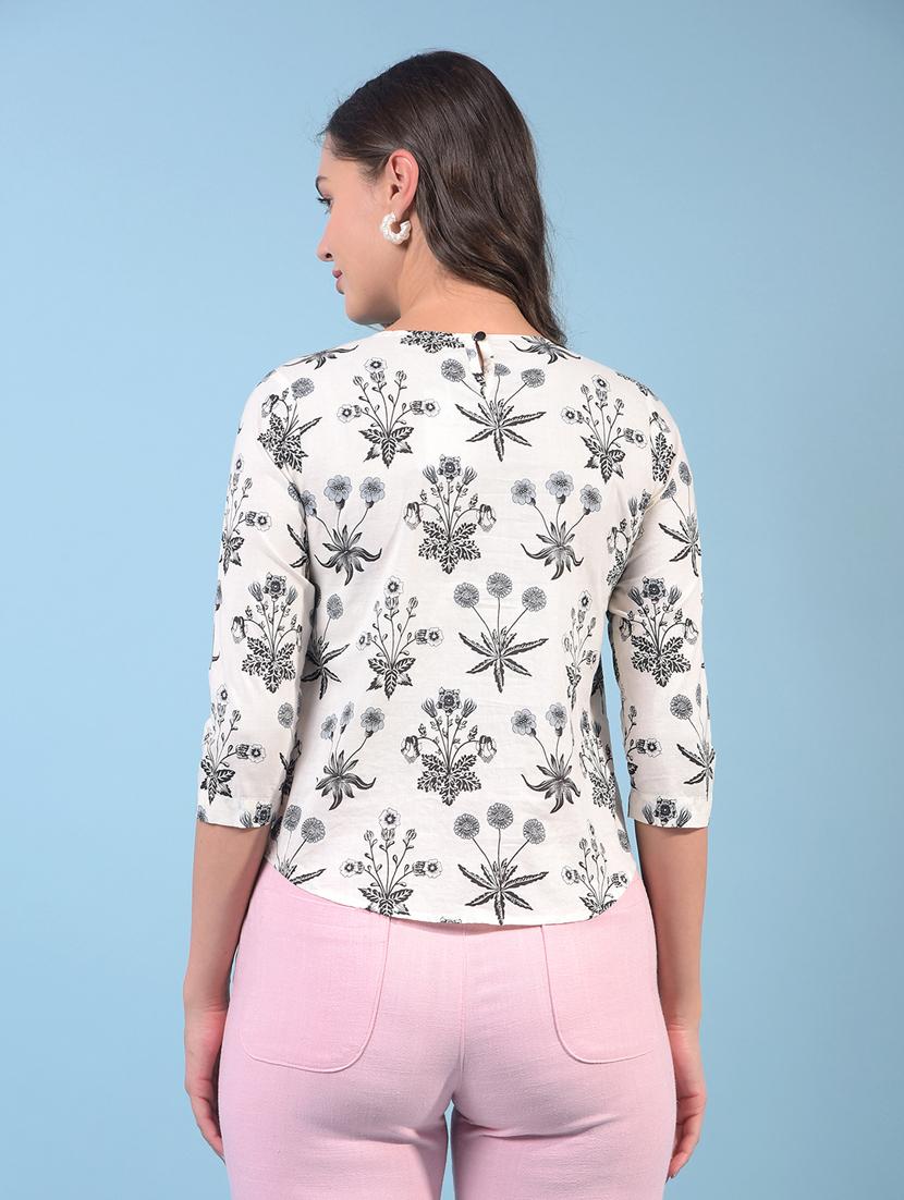 women printed three quarter sleeve regular top - 21934841 - Standard Image - 3