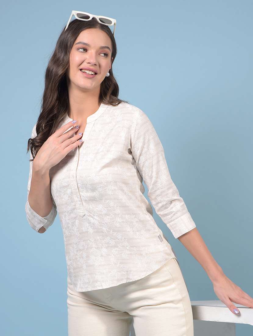 women solid three quarter sleeve regular top