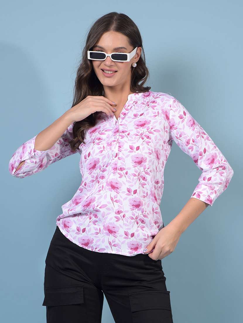 women floral print three quarter sleeve regular top - 21934851 - Zoom Image - 0