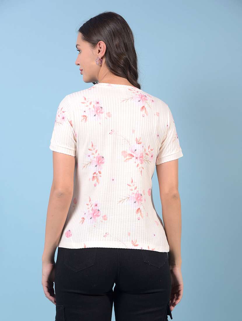 women floral print short sleeve regular top - 21934852 -  Standard Image - 3