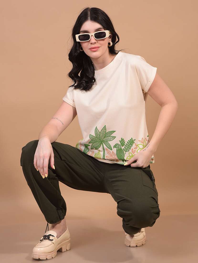 women solid mid rise relaxed fit cargo