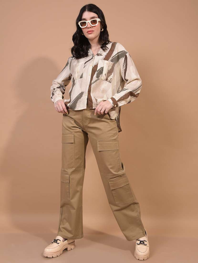 women solid mid rise cargo - 21934856 -  Standard Image - 5