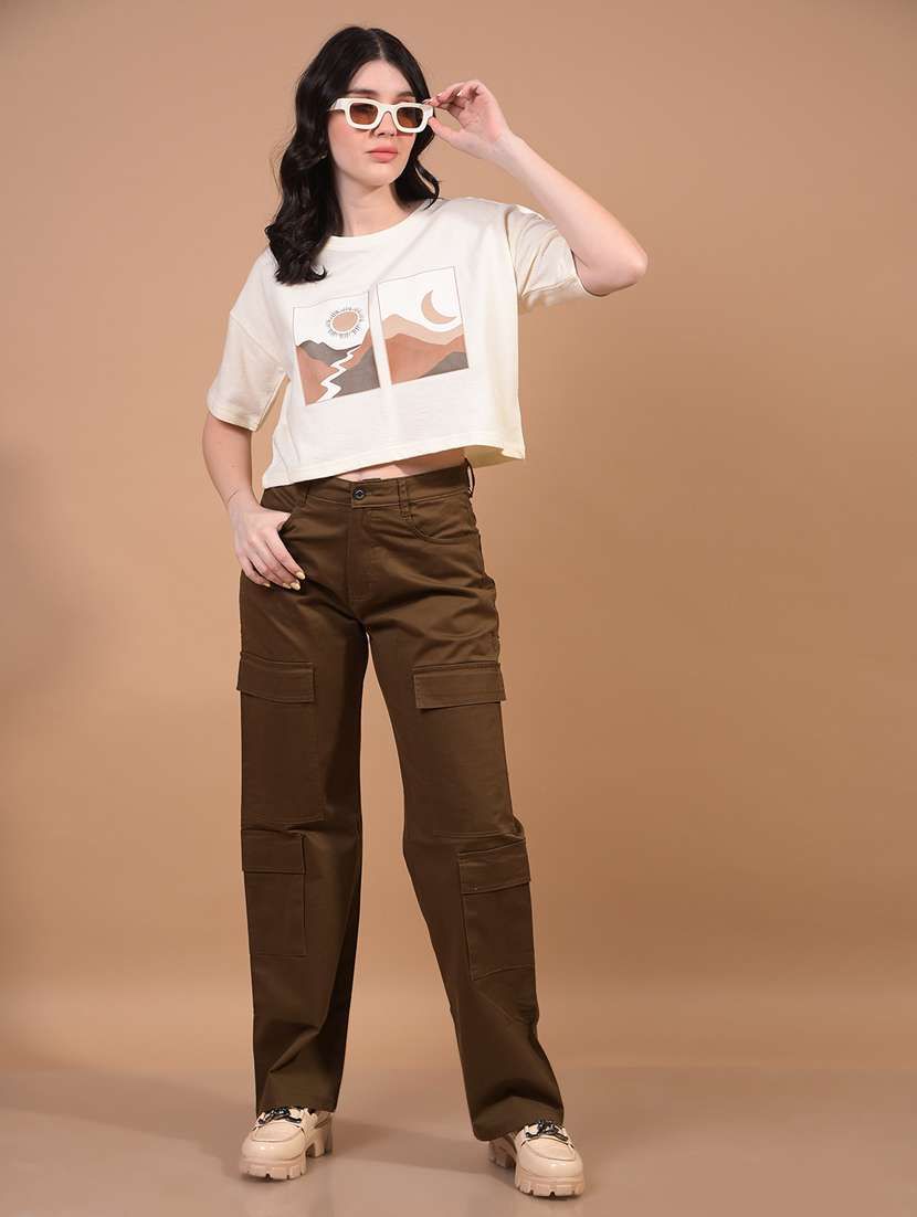 women printed short sleeve crop t-shirt - 21934860 -  Standard Image - 5