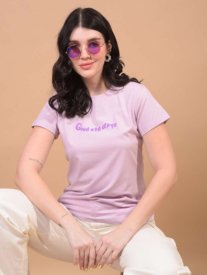 women printed short sleeve regular fit t-shirt