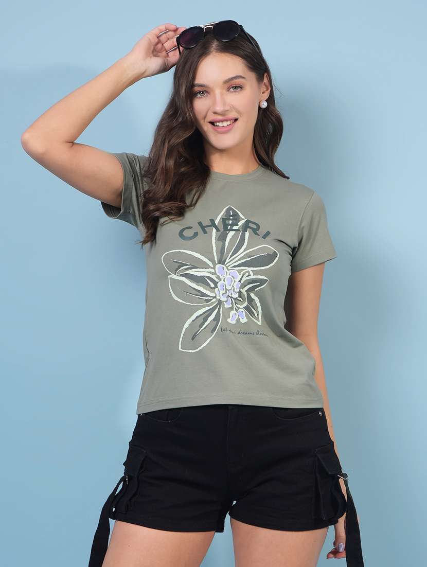 women printed short sleeve regular fit t-shirt