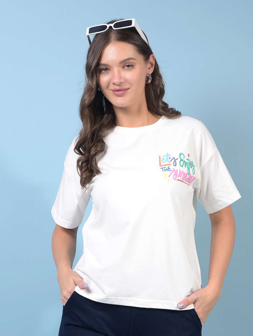 women printed short sleeve loose fit t-shirt