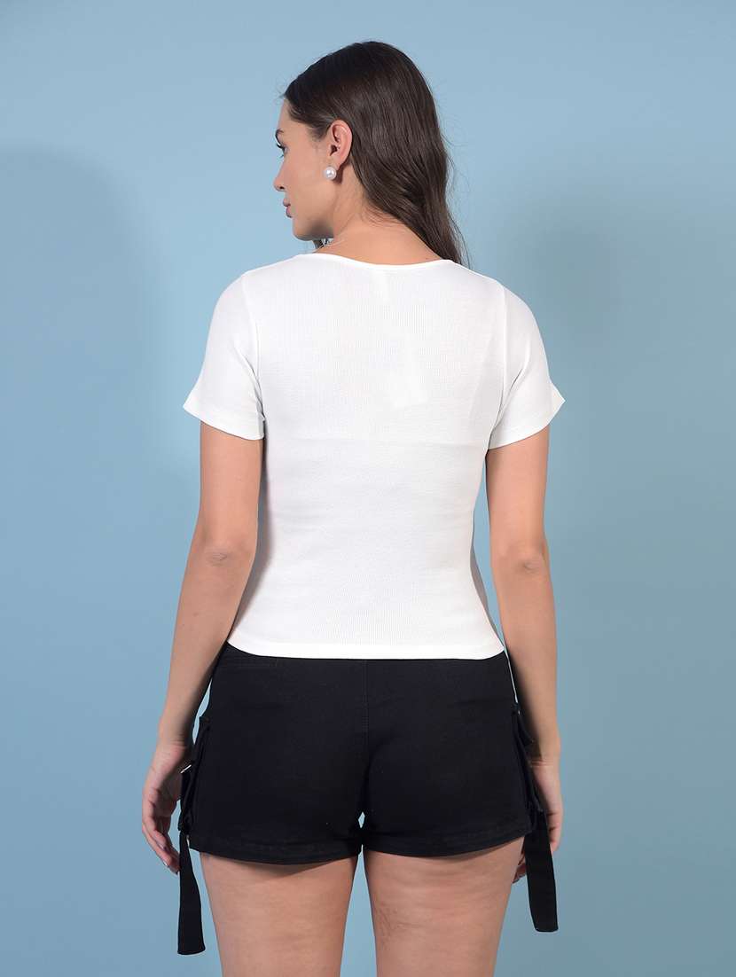 women solid short sleeve slim fit t-shirt - 21934886 - Standard Image - 3