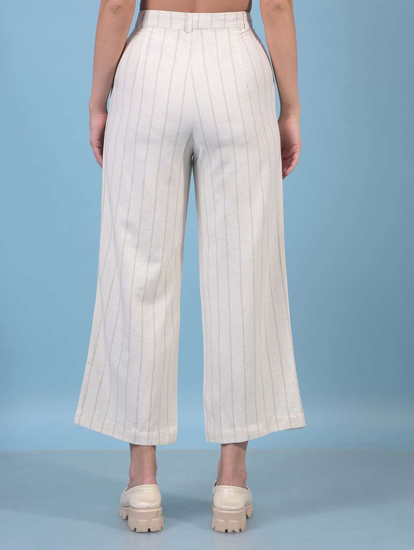 women striped mid rise wide leg trouser - 21934891 -  Standard Image - 3