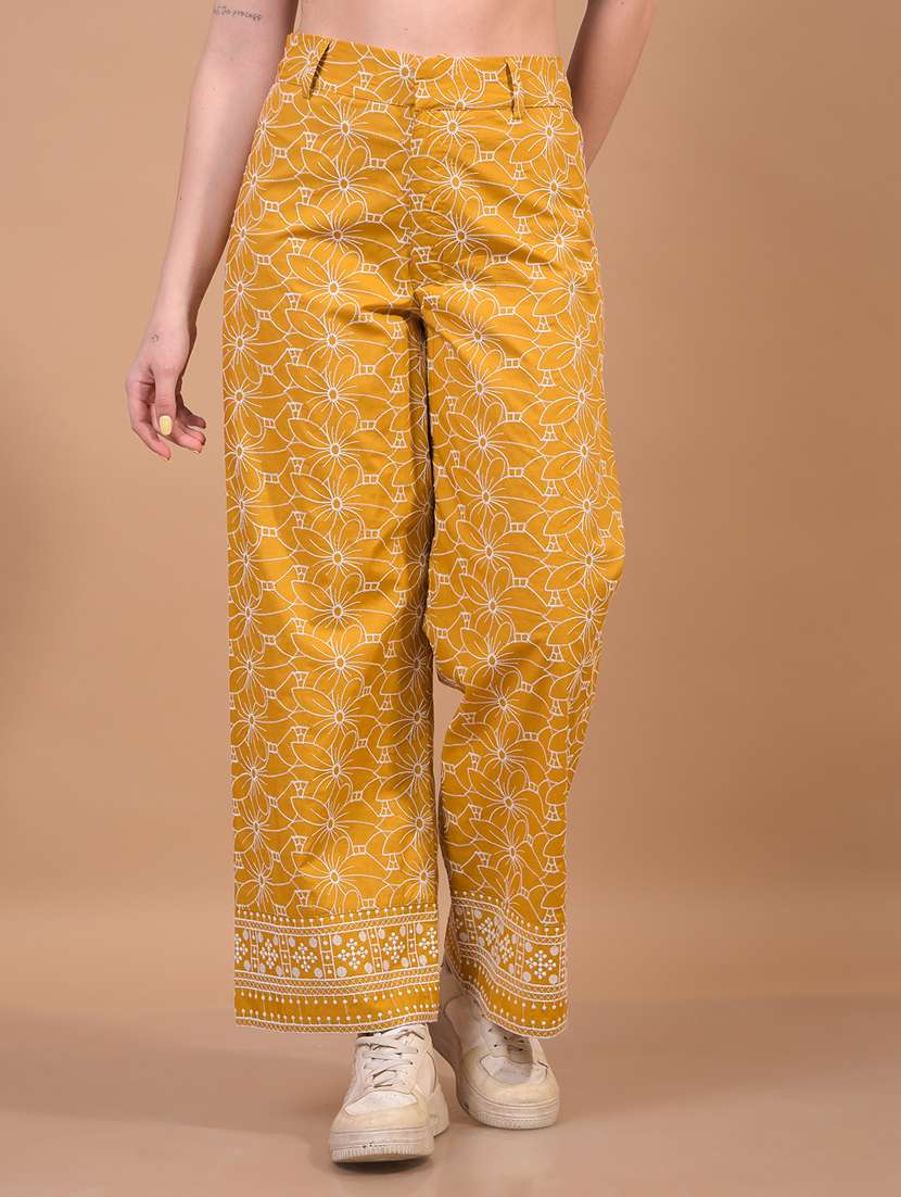 women embroidered high rise wide leg trouser