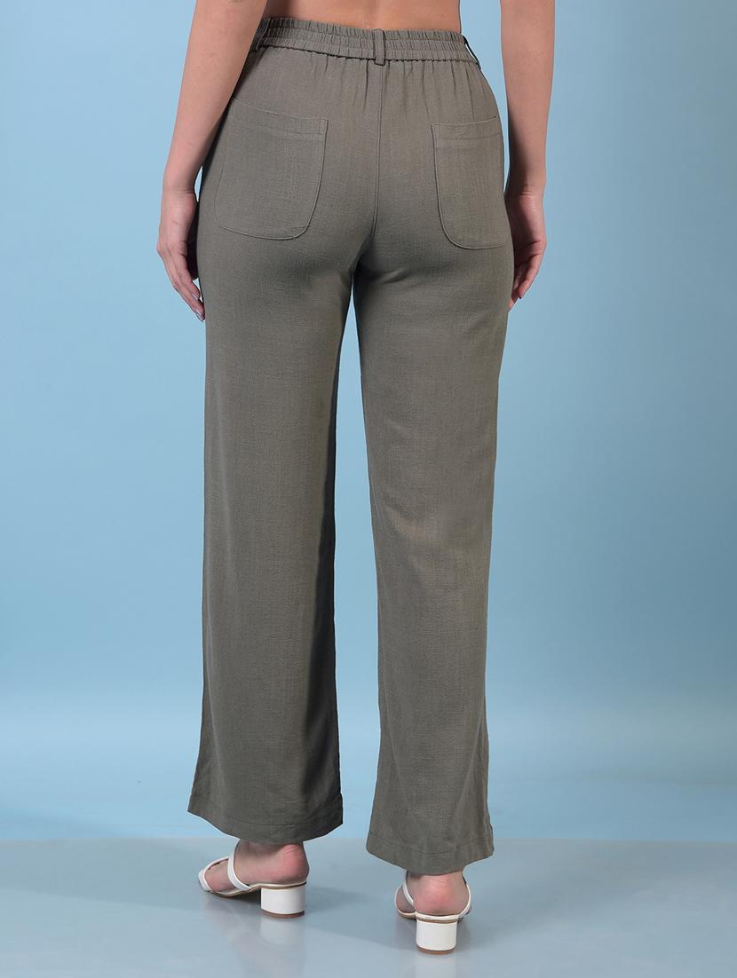 women solid mid rise straight trouser - 21934900 - Standard Image - 3
