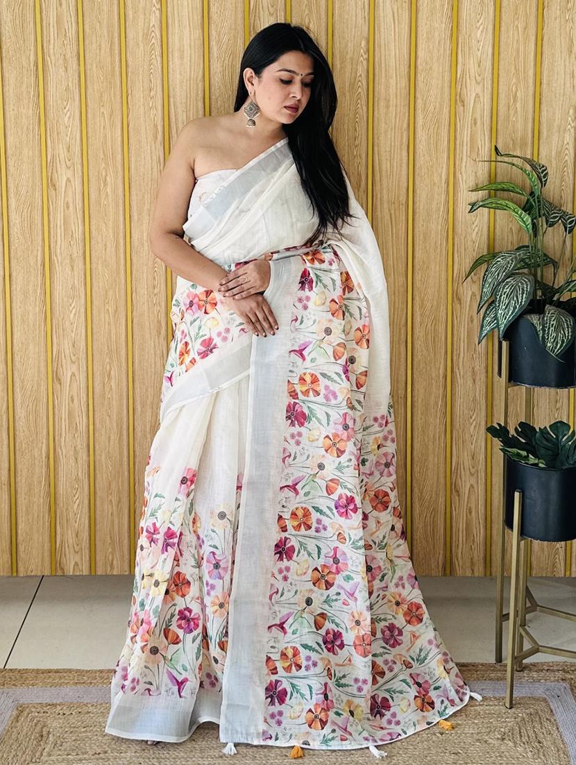 women printed casual wear saree with blouse - 21935003 - Zoom Image - 0