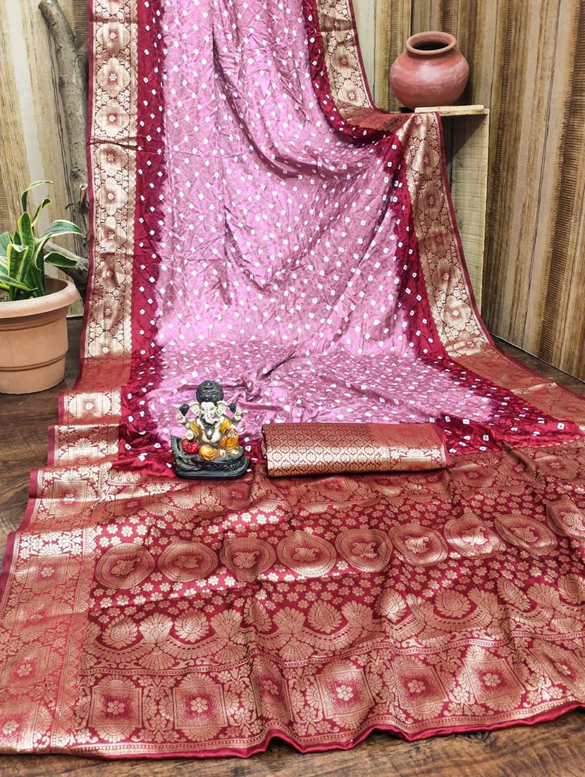 women bandhani bordered saree with blouse - 21935069 -  Standard Image - 3