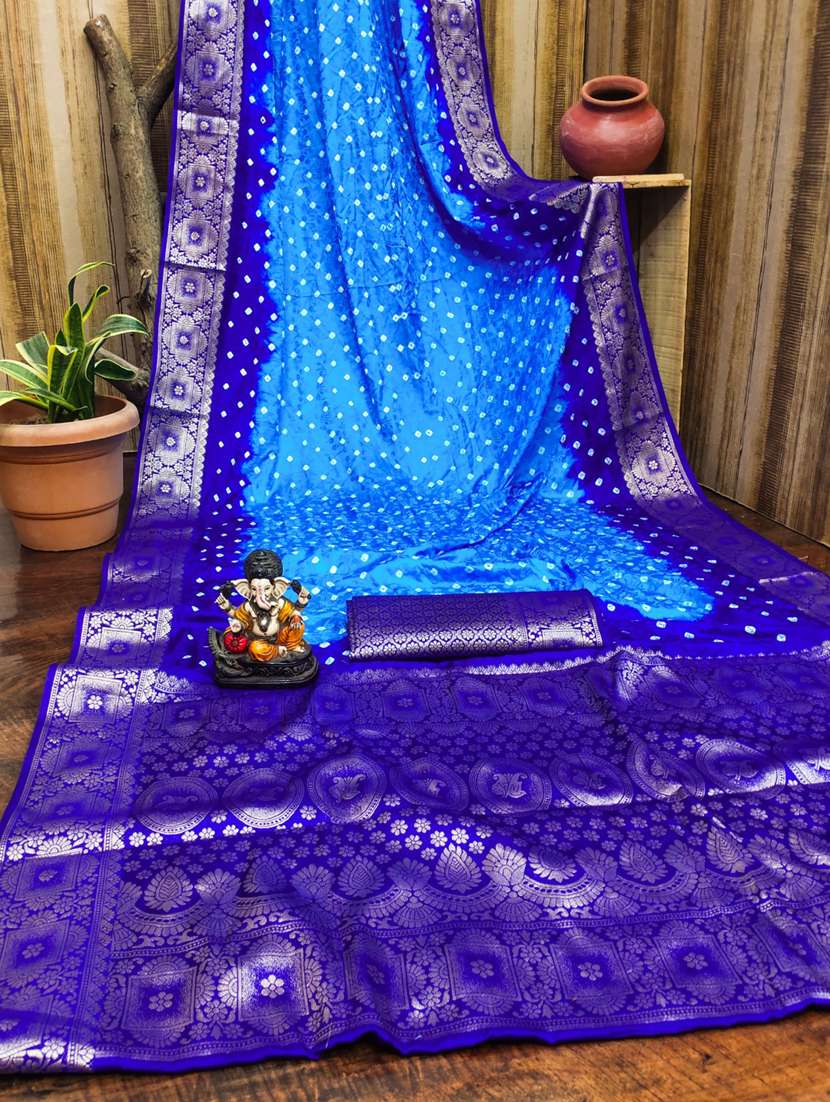 women bandhani bordered saree with blouse - 21935071 -  Standard Image - 3