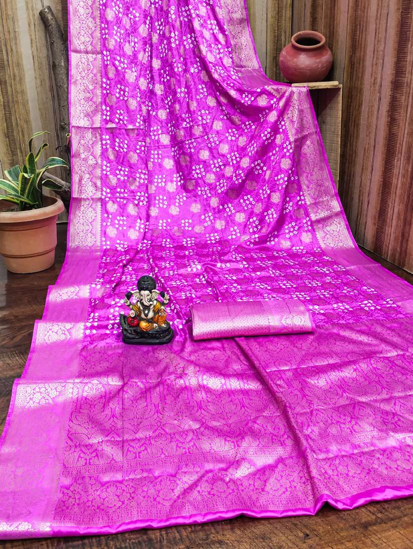 women bandhani bordered saree with blouse - 21935074 -  Standard Image - 3