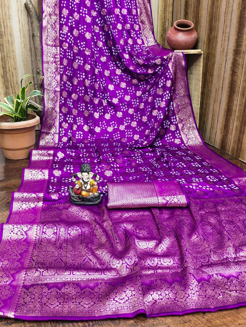 women bandhani bordered saree with blouse - 21935075 -  Standard Image - 3