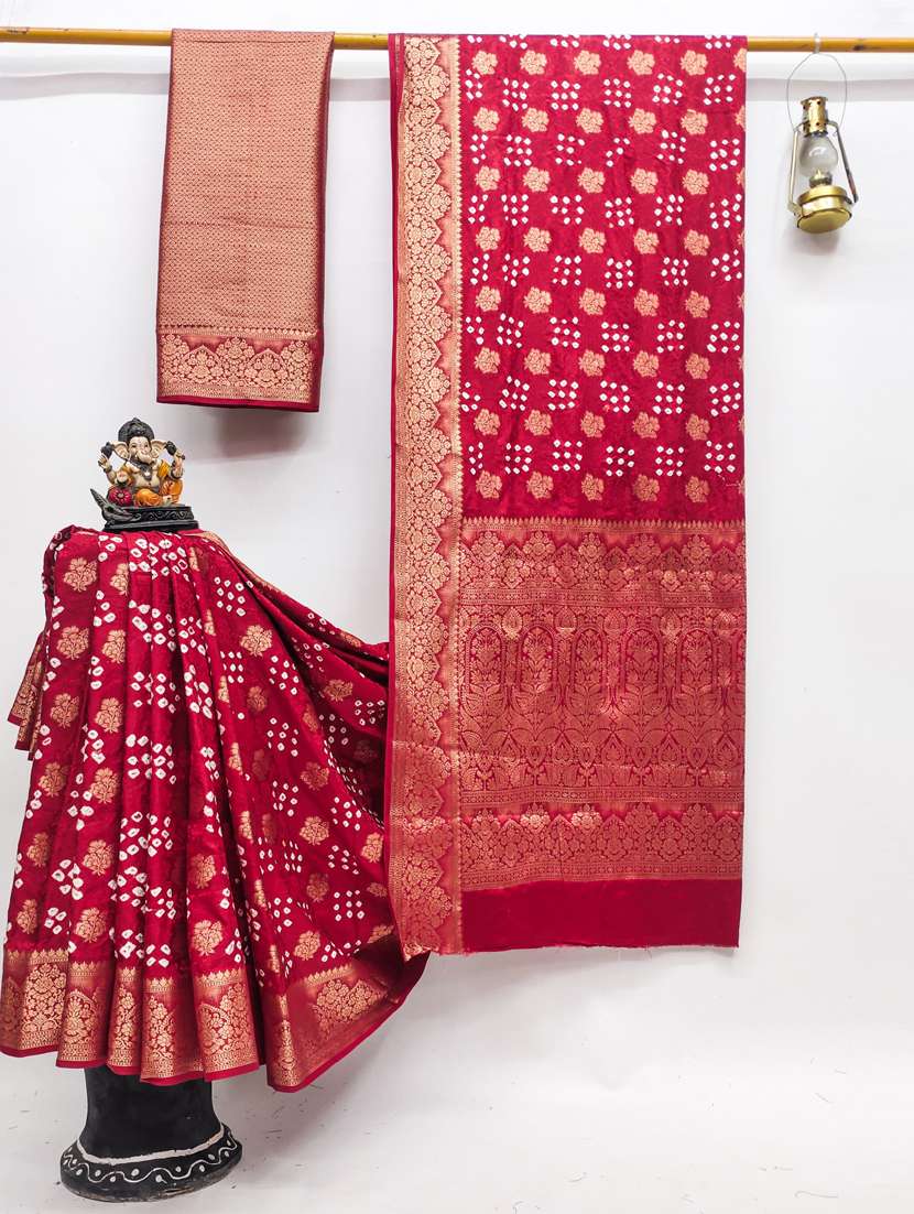 women bandhani bordered saree with blouse - 21935077 -  Standard Image - 3