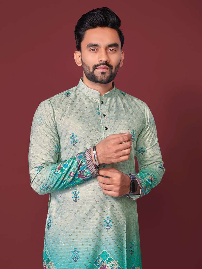 men embroidered mandarin neck long kurta - 21935094 -  Standard Image - 3