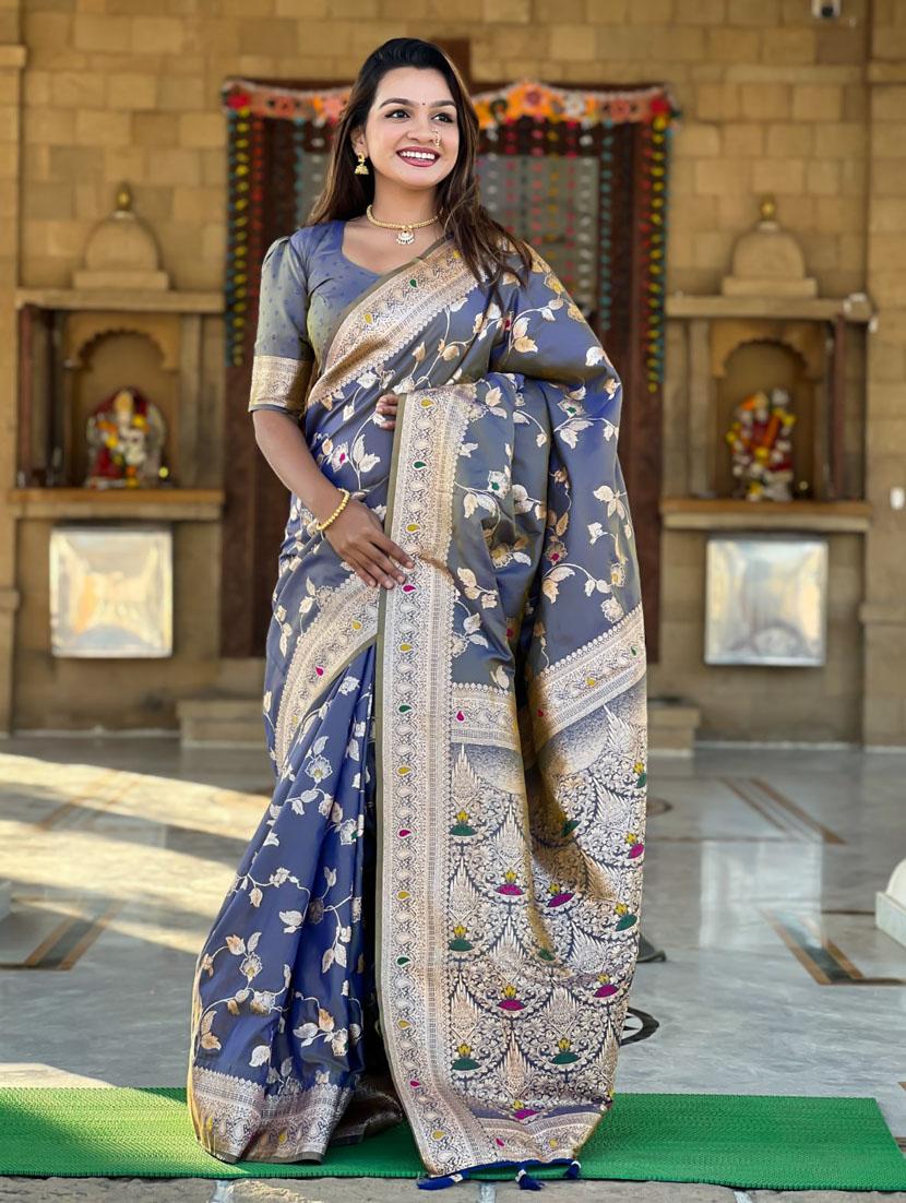 women self design banarasi saree with blouse - 21935103 - Zoom Image - 0