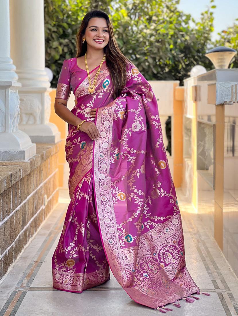 women self design banarasi saree with blouse - 21935139 - Zoom Image - 0