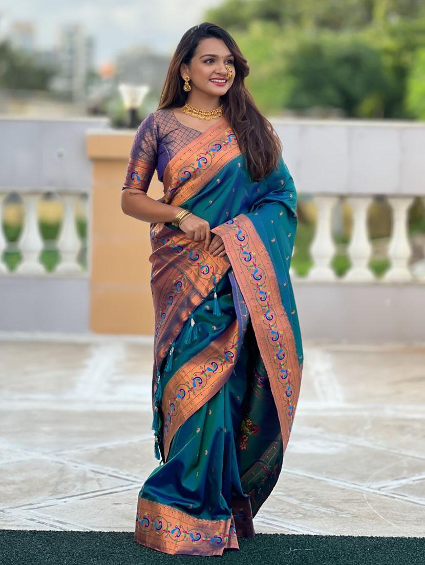 women self design paithani saree with blouse - 21935145 -  Zoom Image - 0