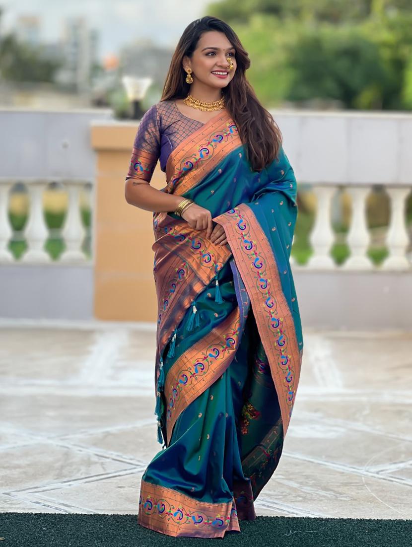 women self design paithani saree with blouse - 21935185 -  Zoom Image - 0