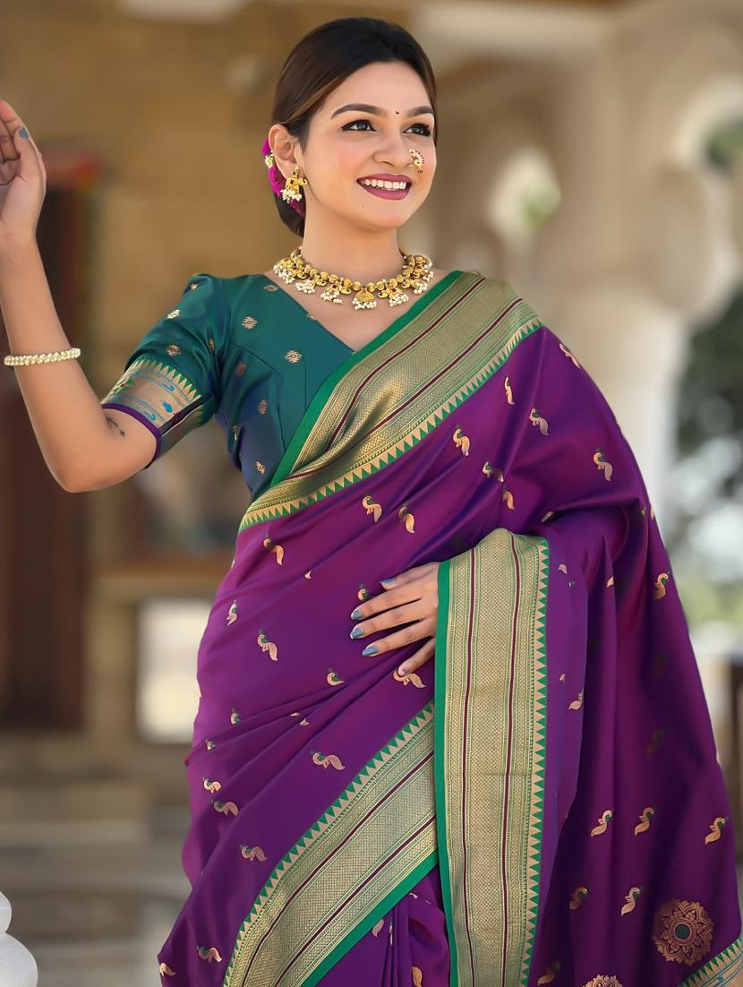 women self design paithani saree with blouse - 21935189 - Standard Image - 3