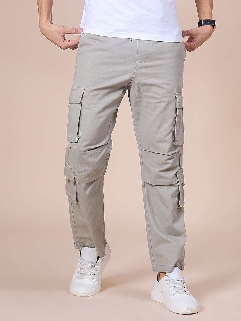 men solid mid rise cargo