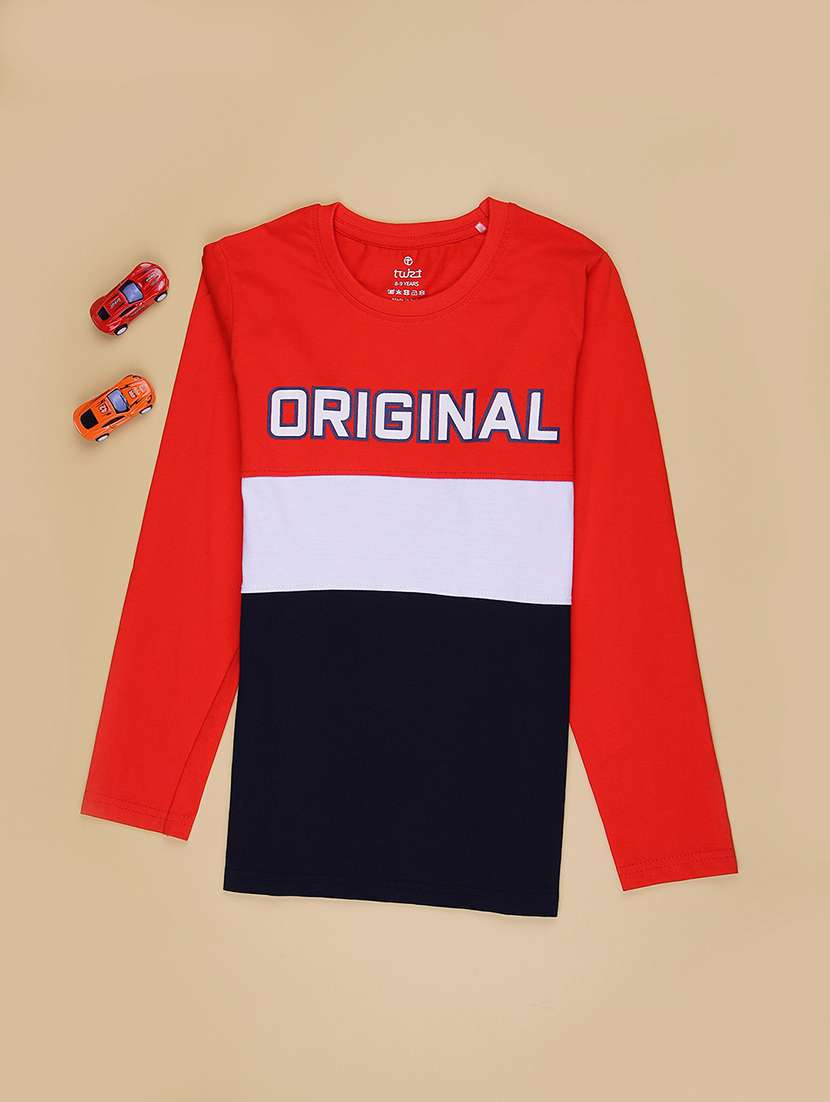 boys color blockde long sleeve t-shirt