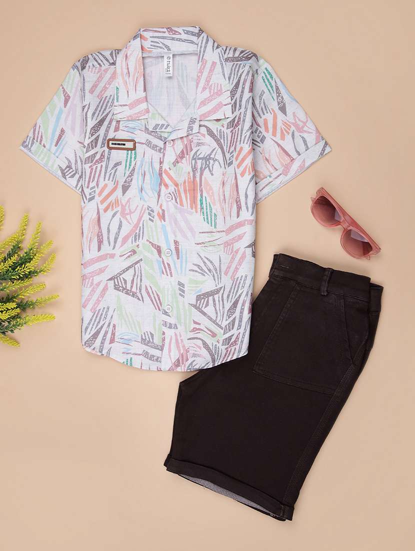 boys printed shorts co-ord set - 21935217 -  Zoom Image - 0