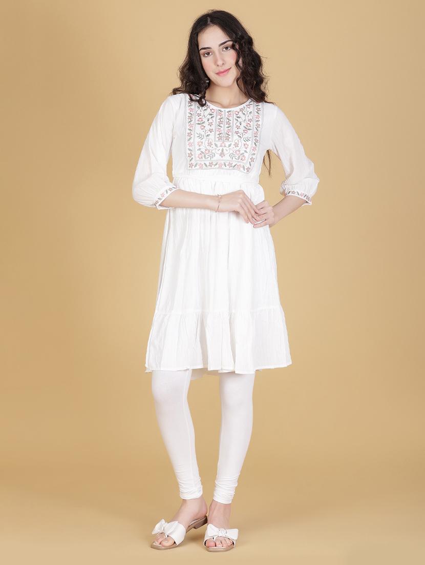 women embroidered three quarter sleeve flared kurta  - 21935305 -  Zoom Image - 0