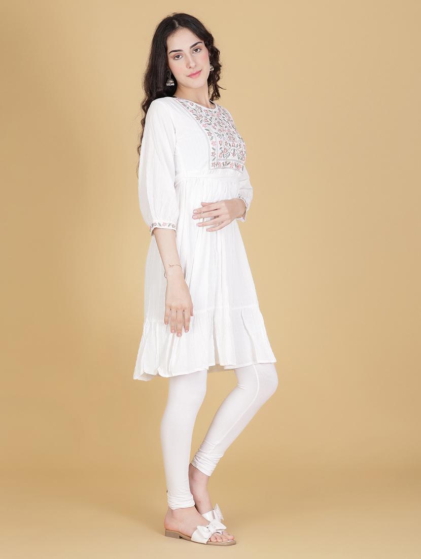 women embroidered three quarter sleeve flared kurta - 21935305 - Standard Image - 3