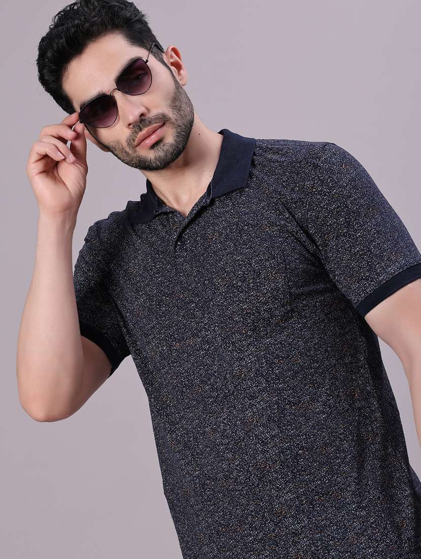 men printed short sleeve regular fit polo t-shirt