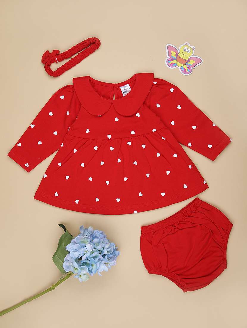 kids printed long sleeve frock with bloomer