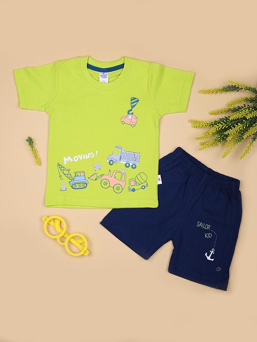 boys printed t-shirt & shorts twin set - 21935474 - Zoom Image - 0