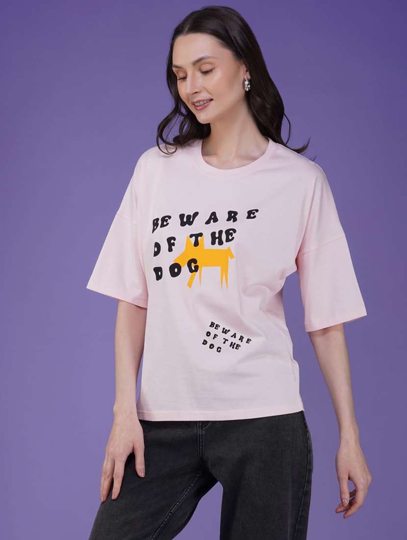 women printed short sleeve loose fit t-shirt