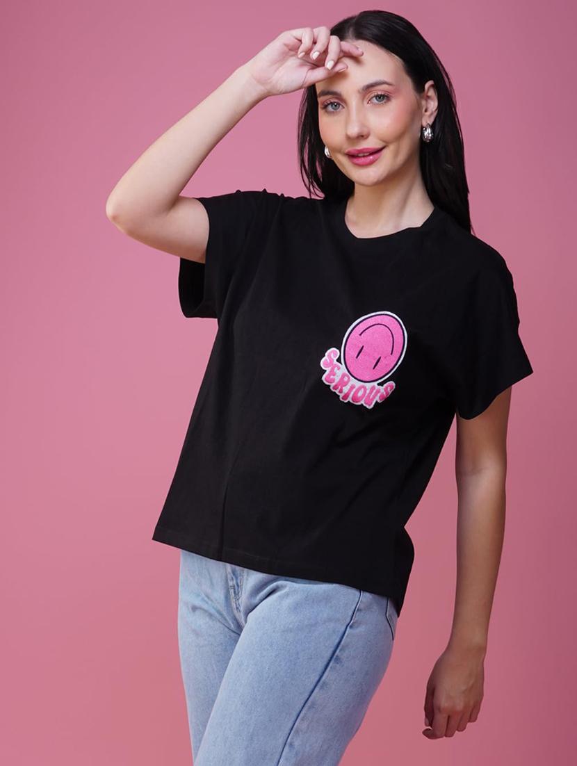 women printed short sleeve loose fit t-shirt - 21935502 - Zoom Image - 0
