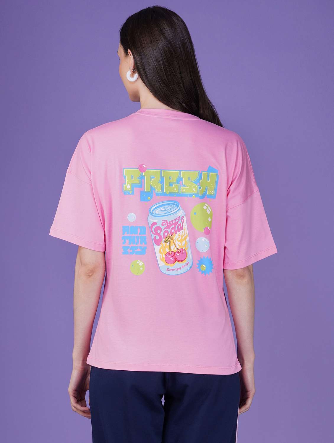 women printed short sleeve loose fit t-shirt - 21935506 - Standard Image - 3