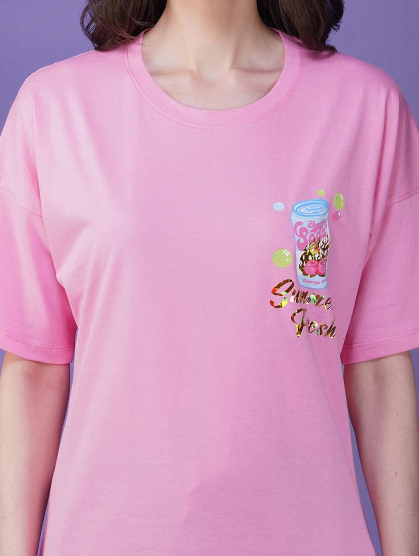 women printed short sleeve loose fit t-shirt - 21935506 - Standard Image - 5