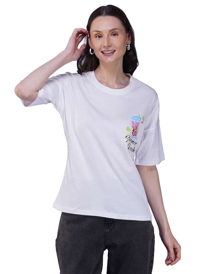 women printed short sleeve loose fit t-shirt - 21935507 -  Standard Image - 3